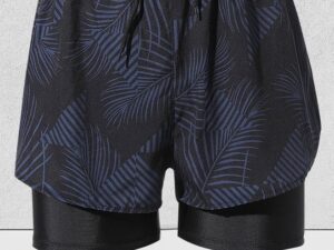 Men's Swimming Trunks with Compression Liner, Double Layer Quick Dry Beach Shorts with Adjustable