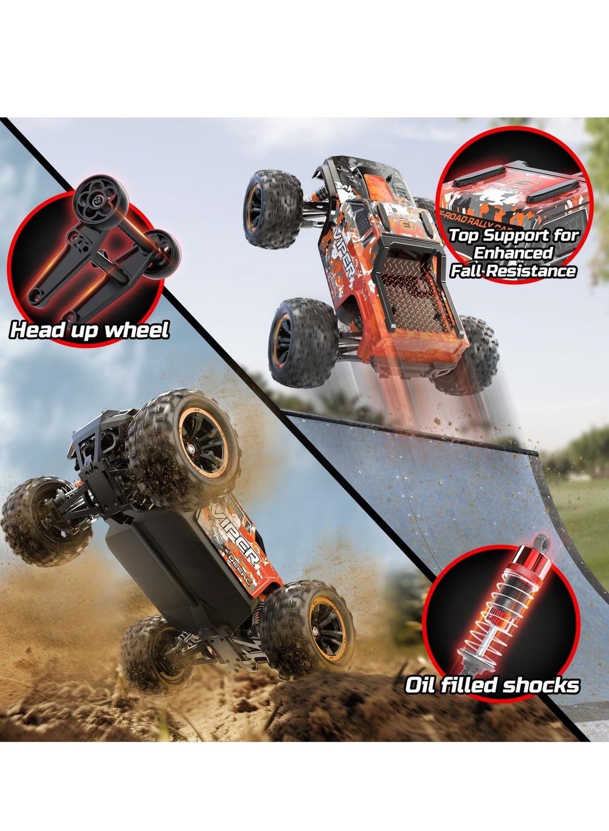 DEERC H16R Brushless Fast RC Cars,1:16 52KM/H High Speed Remote Control Car,4X4 All Terrains RC - Image 4
