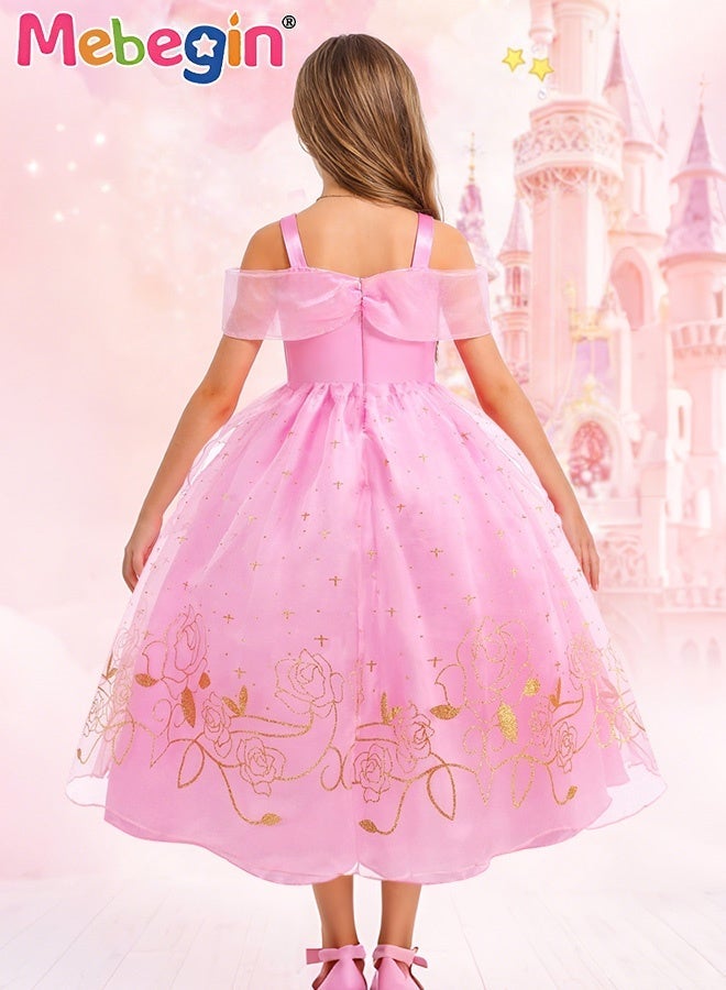 Deluxe Princess Costume Set with 8PCS Accessaries, Fancy Elegant Off Shoulder Frock, Fairy Dress - Image 3