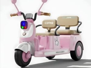 Kids Electric Motorcycle Ride-On Toy with Music & Lights, 2-Seater, 3-Wheel Design, Rechargeable