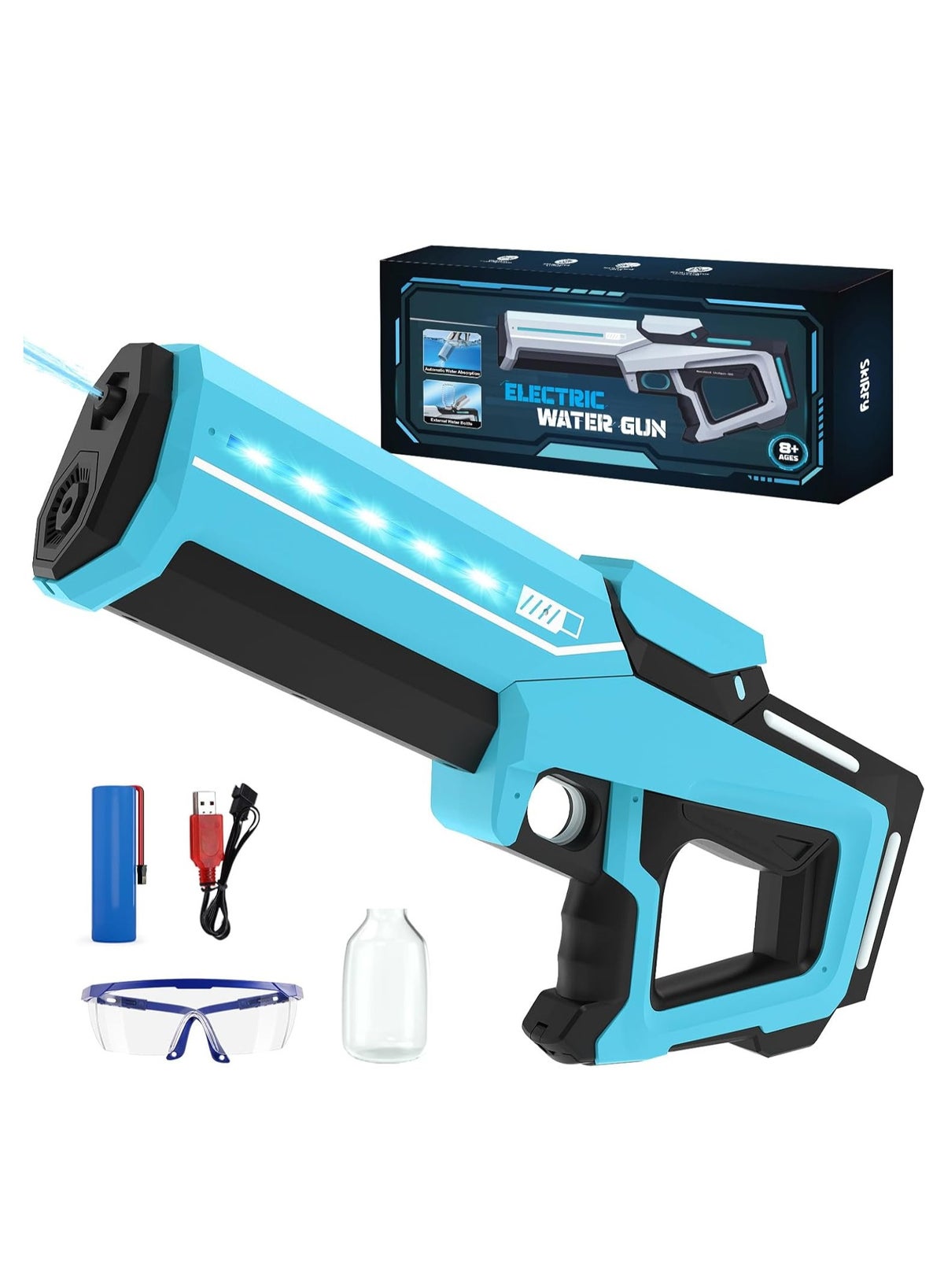 Electric Water Guns with Lighting Effects, Automatic & Manual Dual Mode High Capacity Squirt Guns,