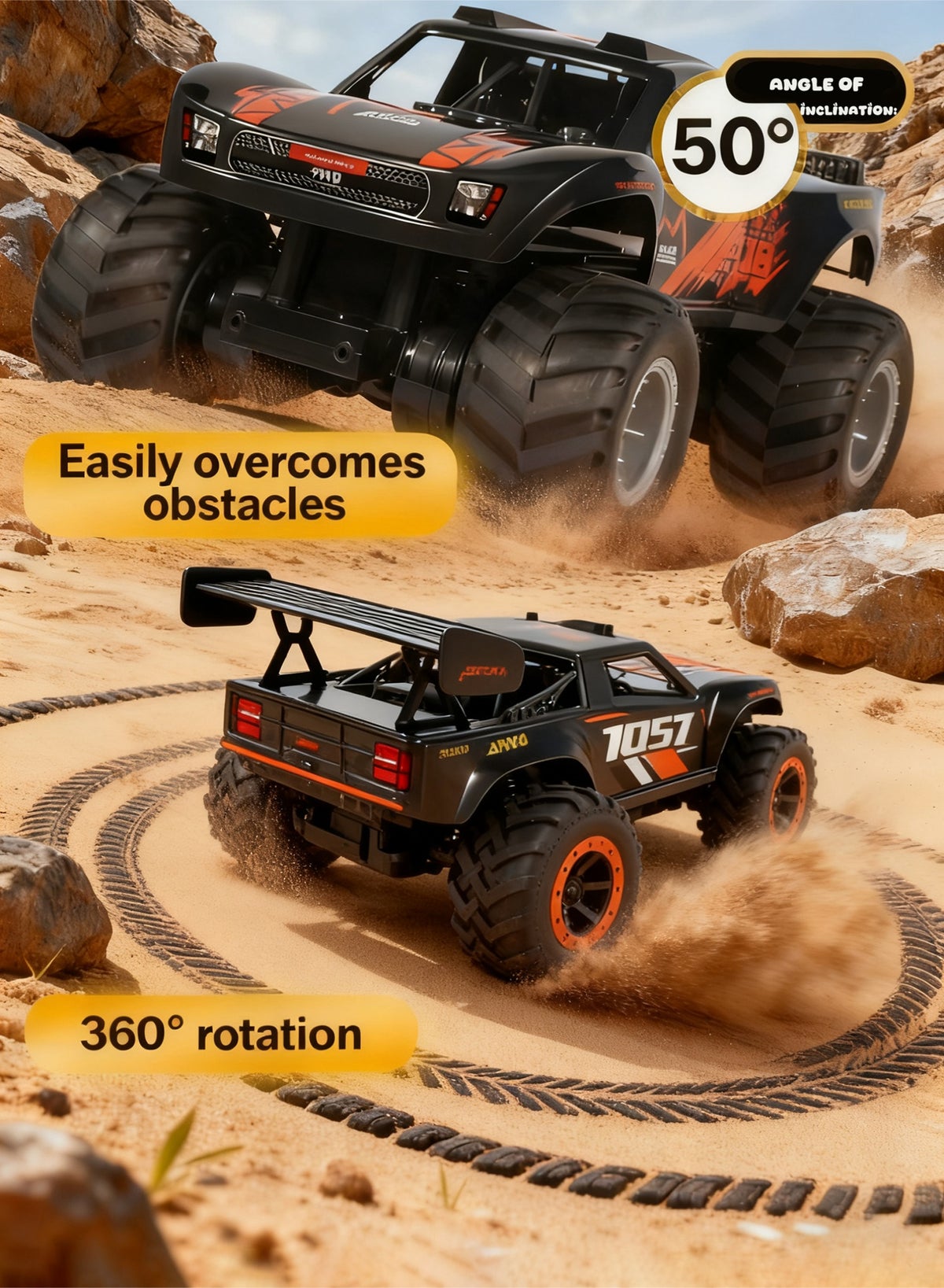 JJRC Q105 Remote Control Car, 1:18 Scale All Terrain RC Cars, 15Km/h with Colorful LedLight and one - Image 5