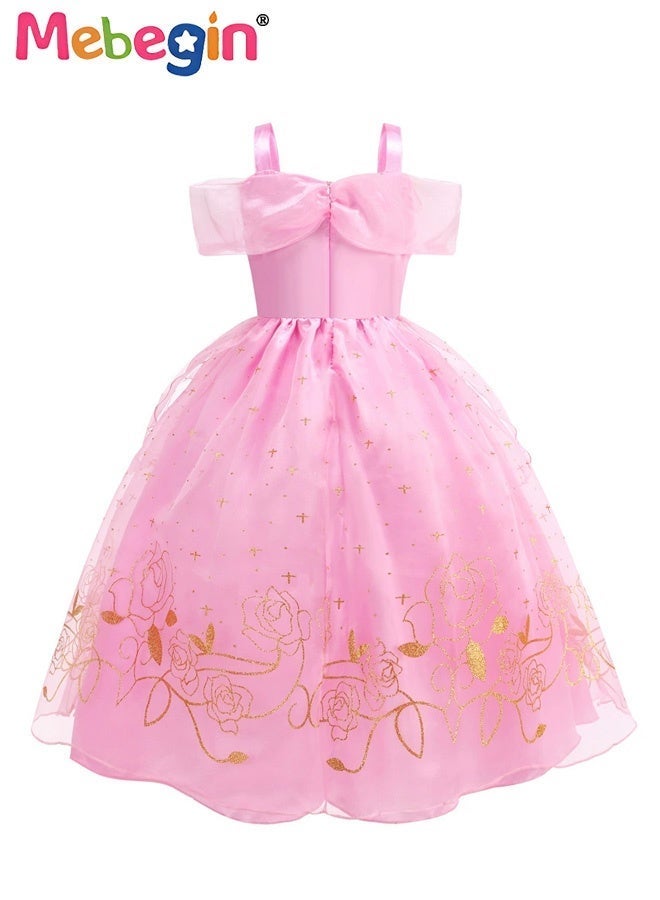 Deluxe Princess Costume Set with 8PCS Accessaries, Fancy Elegant Off Shoulder Frock, Fairy Dress - Image 5