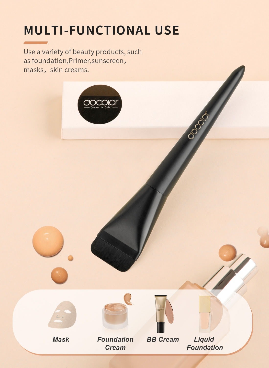 Flat Foundation Brush for Liquid Makeup, Ultra Thin Liquid Foundation Brush Makeup Face Brush for - Image 2