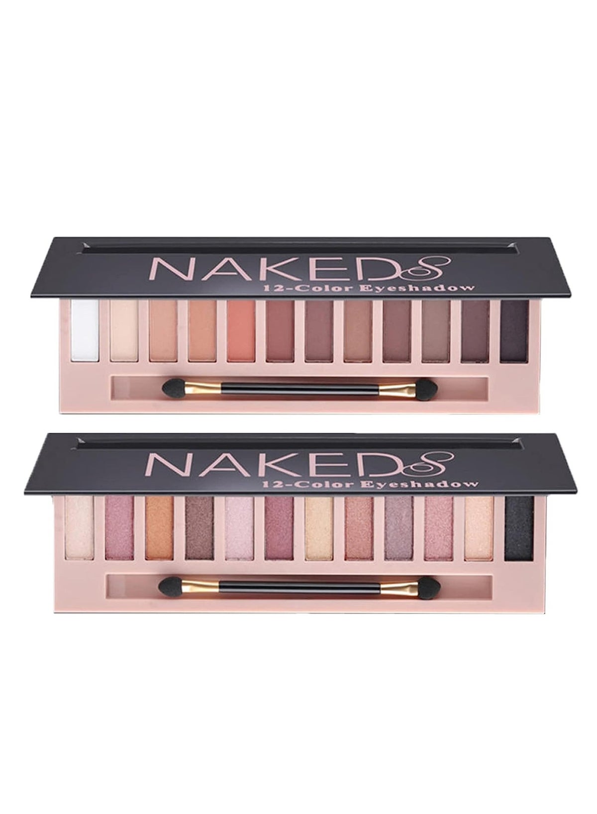 2 Pack 12 Colors Makeup Nude Colors Eyeshadow Palette Natural Nude Matte Shimmer Glitter Pigment