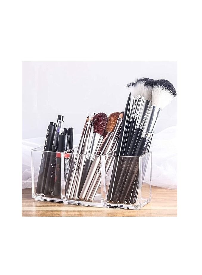 ORiTi 3 Slot Clear Acrylic Makeup Brush Holder Organizer,Eyeliners Display Holder Cosmetic Brushes - Image 3