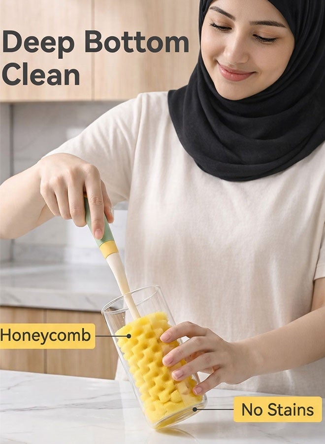 4-in-1 Baby Bottle Cleaning Brush Set, 360° Rotating Soft Sponge Bottles Cleaner with Bottle Brush, - Image 4
