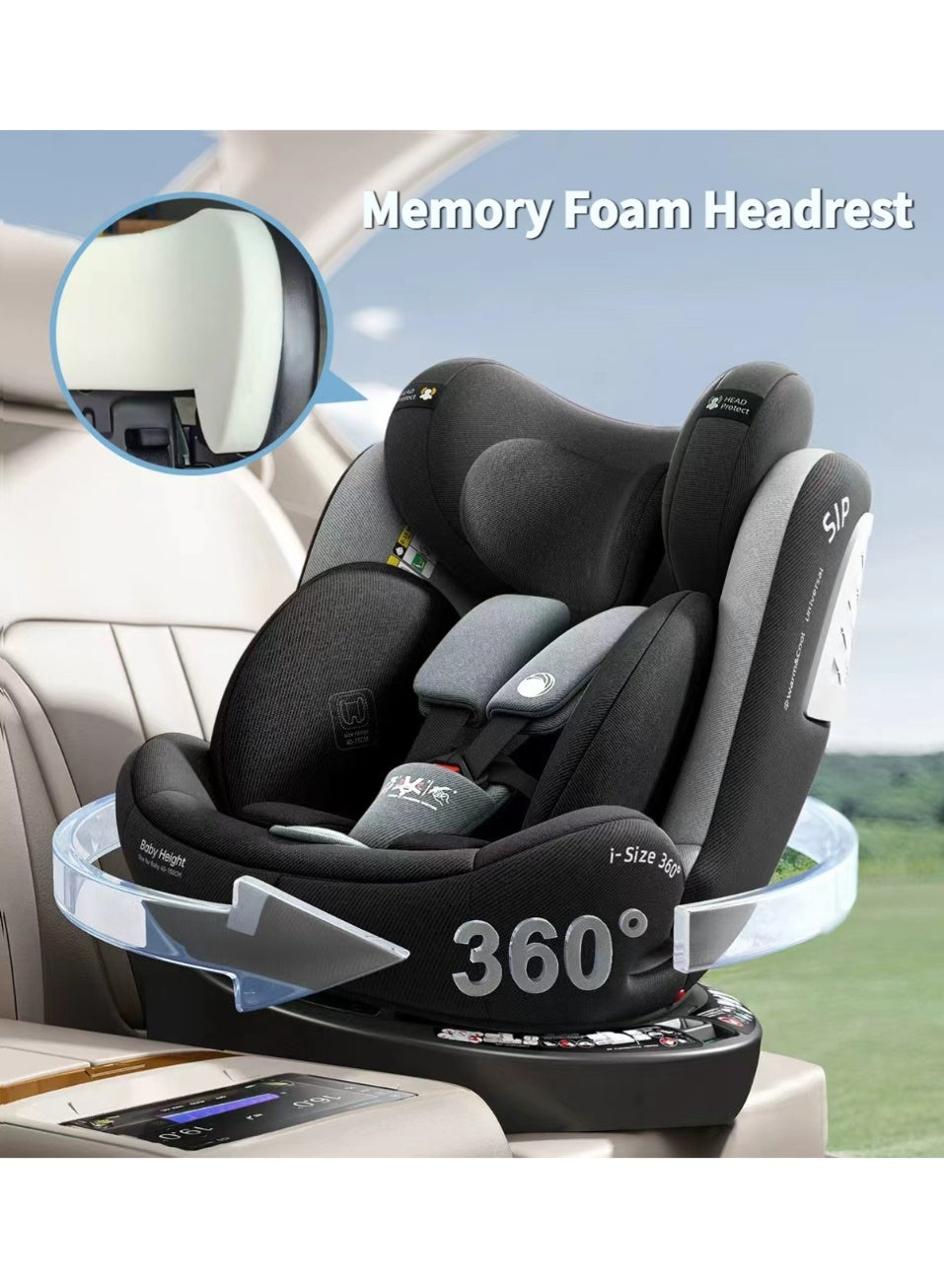Heekin 360 Swivel i-Size Baby Car Seat with ISOFIX, for Newborn to 12 Years Old (40-150cm), Group - Image 3