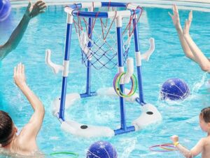 Floating Swimming Pool Toys, Pool Toys Games Set, Basketball Hoop & Inflatable Pool Ring Toss with