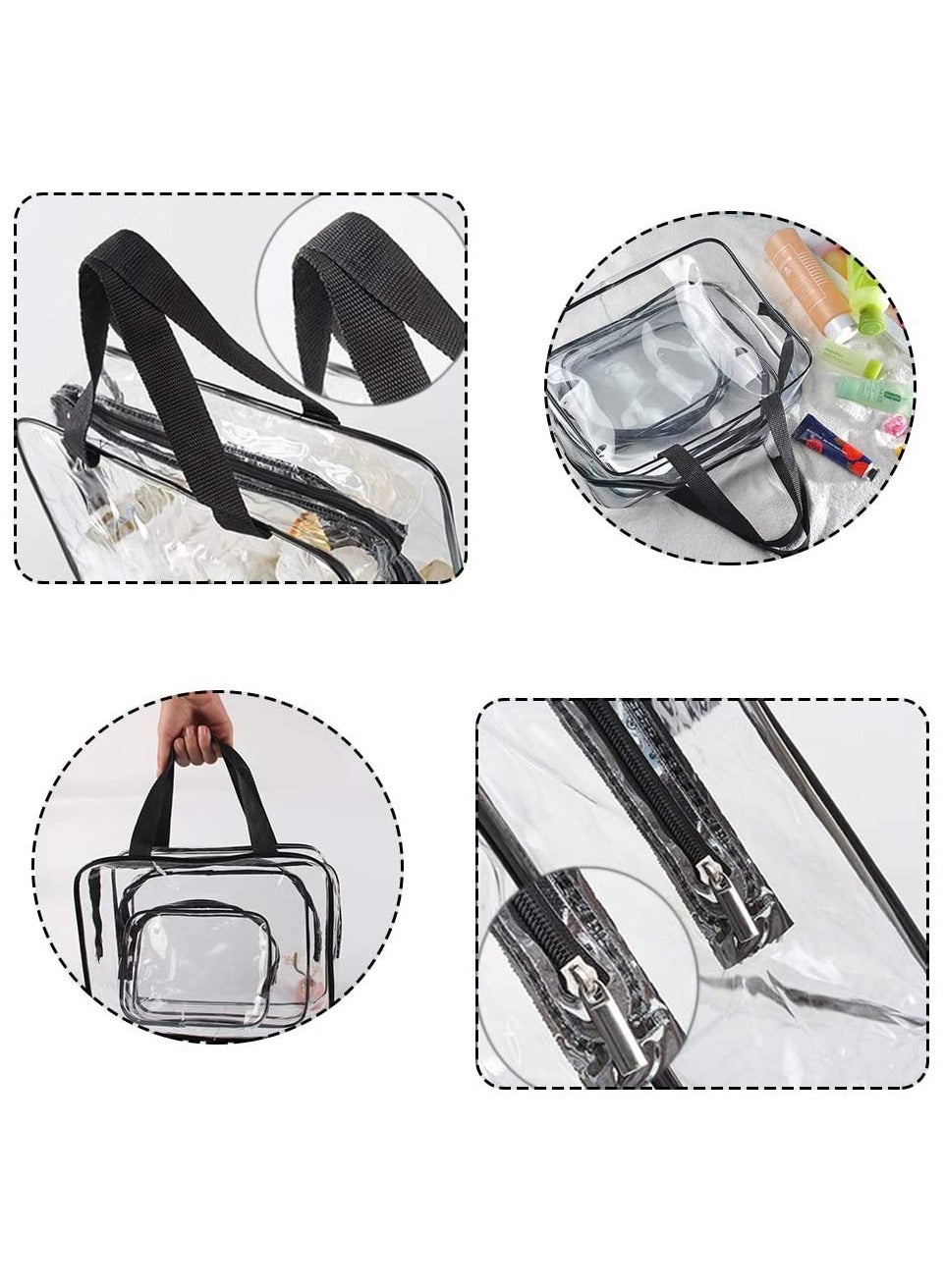 Clear Makeup Bag Package: 1 x Large Makeup Bag with a Handle 1 x Medium Clear Cosmetic Bag 1 x - Image 3