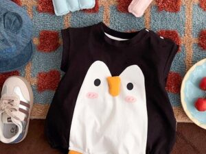 Baby Boys Penguin Romper, Sleeveless Round Neck Baby Jumpsuit with Snap Closure, Cozy One-piece