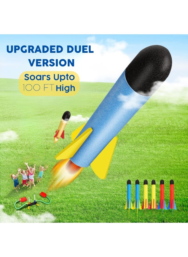PlumoToys Rocket Launcher Stomp Rocket Dual Pedal Stomp Kids Foam Rockets With 6 Foam Rockets - Image 5
