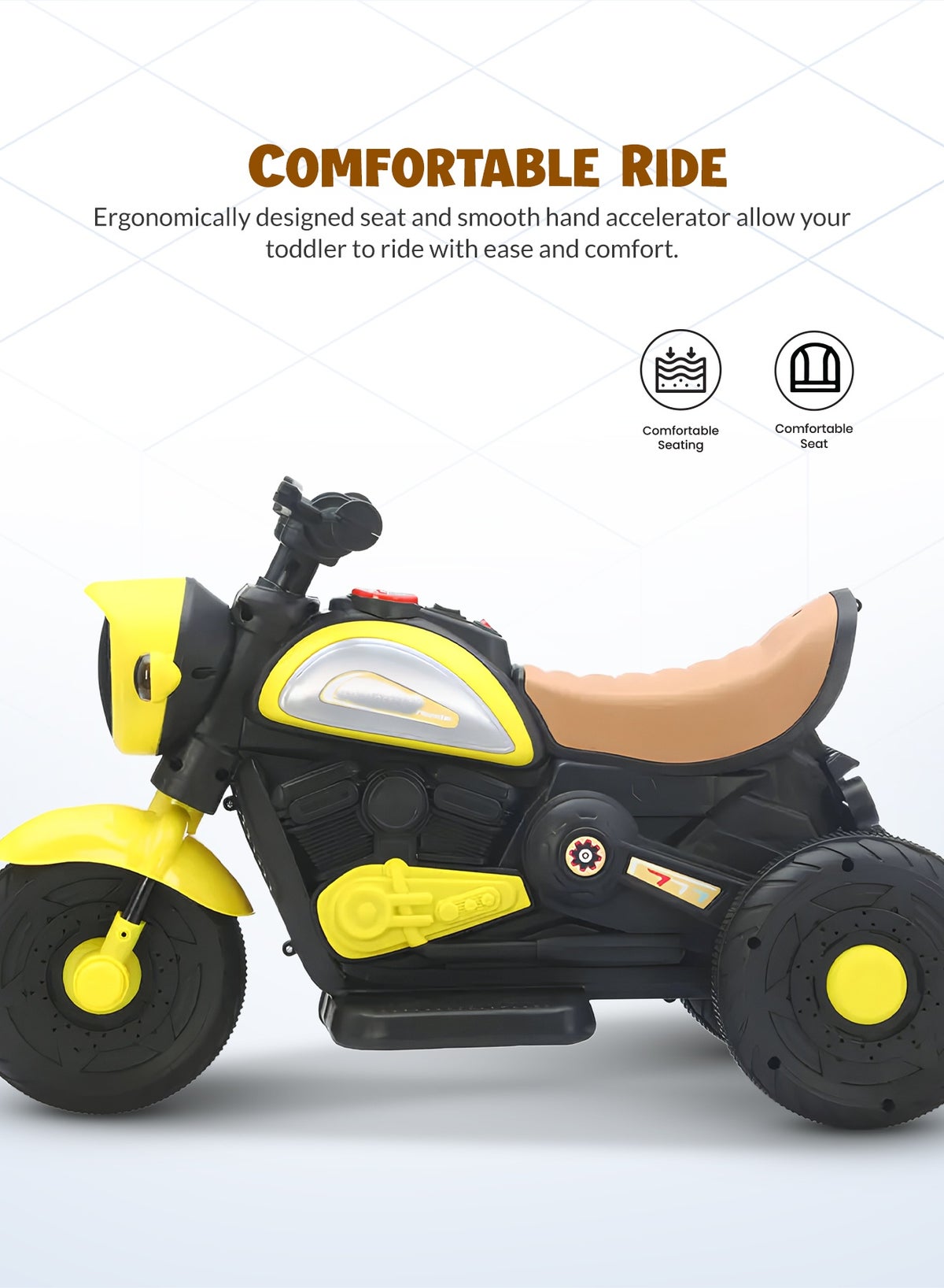 Electric Bike for Kids, Children's Bike with Led Light, Music & Foot Accelerator - Image 5