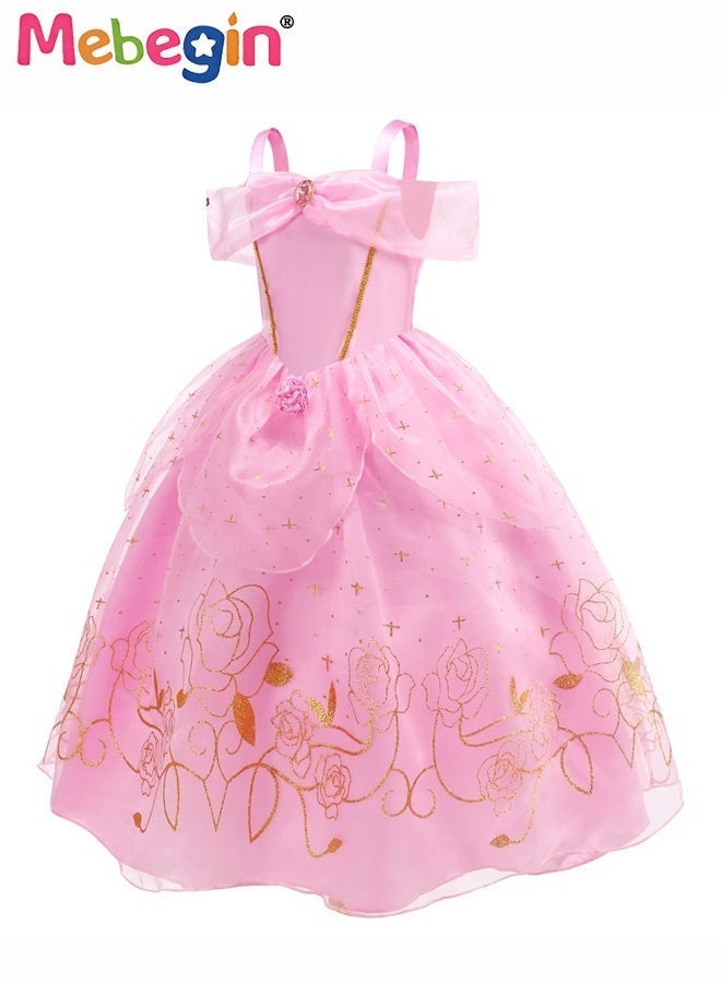 Deluxe Princess Costume Set with 8PCS Accessaries, Fancy Elegant Off Shoulder Frock, Fairy Dress - Image 4