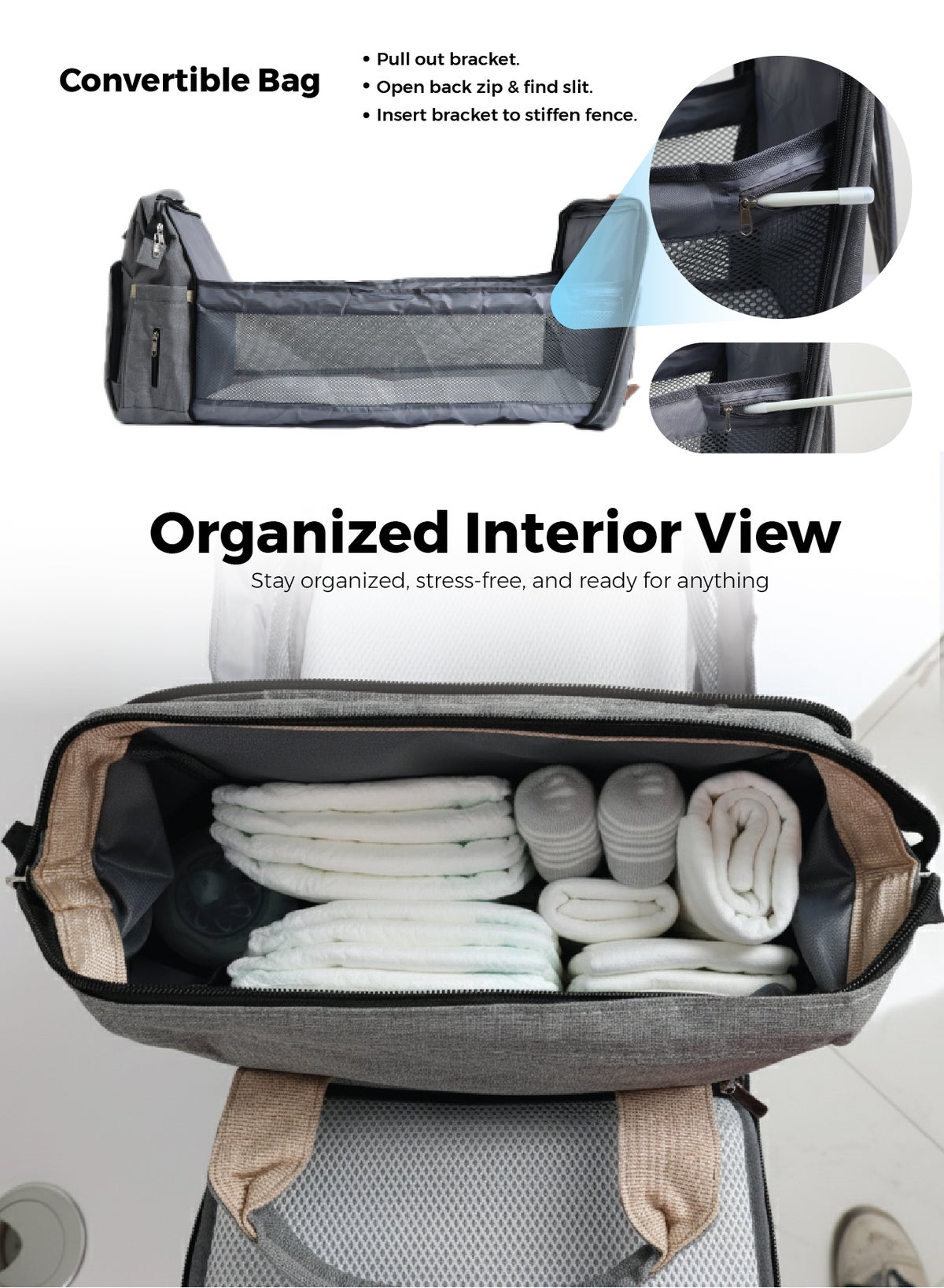 Zenito Stylish Diaper Bag - Large Capacity Organizer -Diaper Bag Backpack, Baby Travel Bag,Large - Image 4