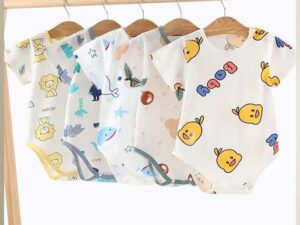Baby Boys Girls Onepiece Romper Sets 5pcs Summer Baby Bodysuit Half Sleeves Romper Sleep Suit Sets