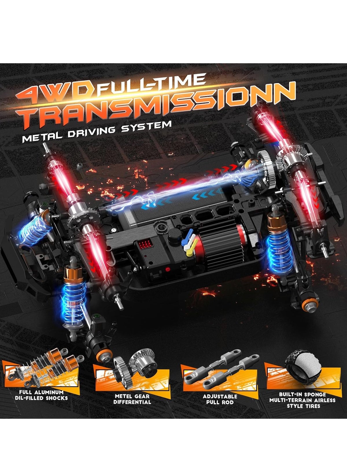 DEERC H16R Brushless Fast RC Cars,1:16 52KM/H High Speed Remote Control Car,4X4 All Terrains RC - Image 3