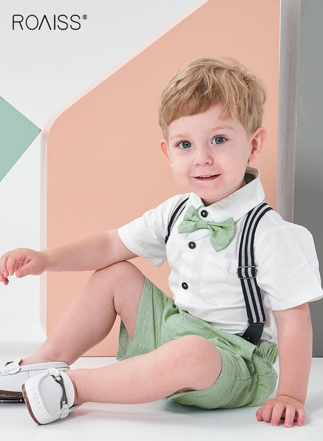 3 Piece Comortable Clothing Set for Toddler Boys, Little Gentleman Short Sleeve Button Shirt and - Image 5