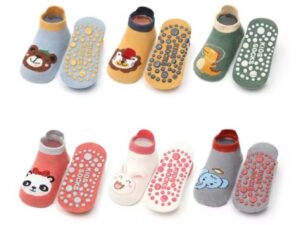 6 Pairs Kids Cotton Socks Cute Cartoon Animal Pattern Comfy Breathable Baby Non-slip Floor Socks(M,