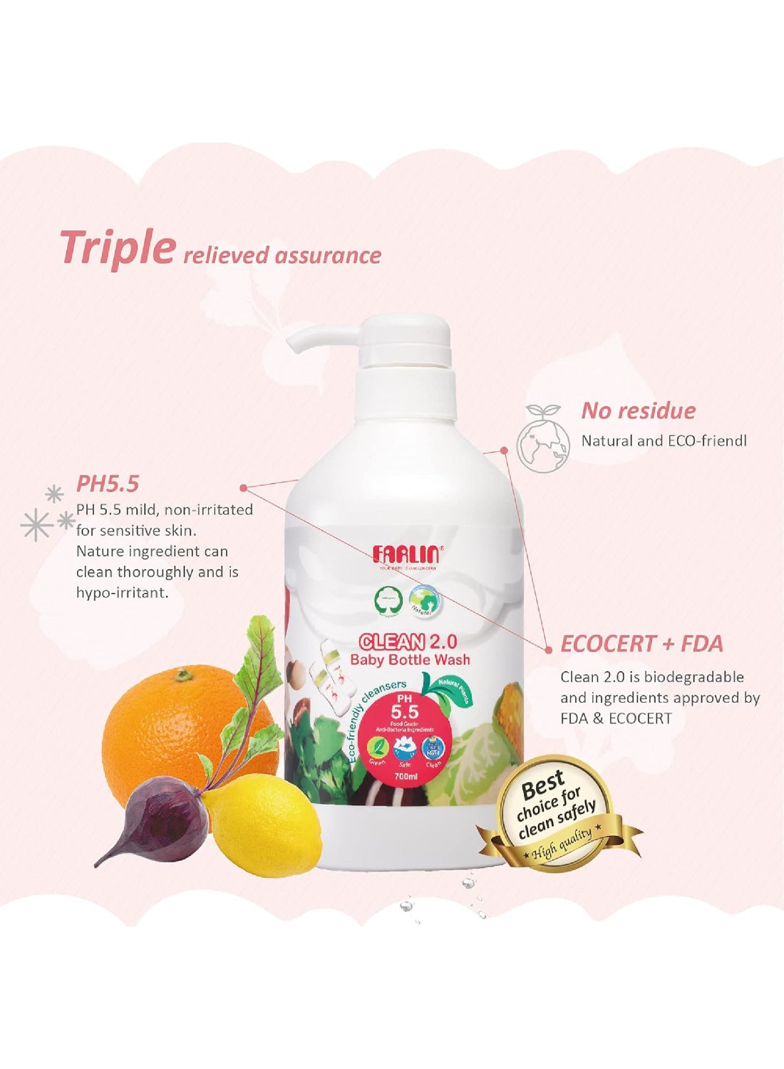 Baby Bottle Wash 700ml – Plant Based Natural, Safe And Non-Toxic with Neutral PH Cleaner for - Image 4