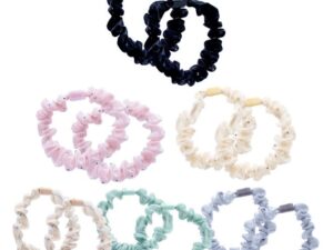 Duravel Pack of 12 Small Velvet Scrunchies with Rhinestone Details for Women Hair Accessories, Mini