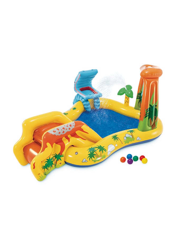 Intex Inflatable Dinosaur Play Center Outdoor Playhouse with Kid Pool Slide, Water Sprayer, - Image 2