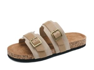 ARRIGO BELLO Men's Double Buckle Footbed Clogs Sandals Comfortable Adjustable Dressy Open Toe