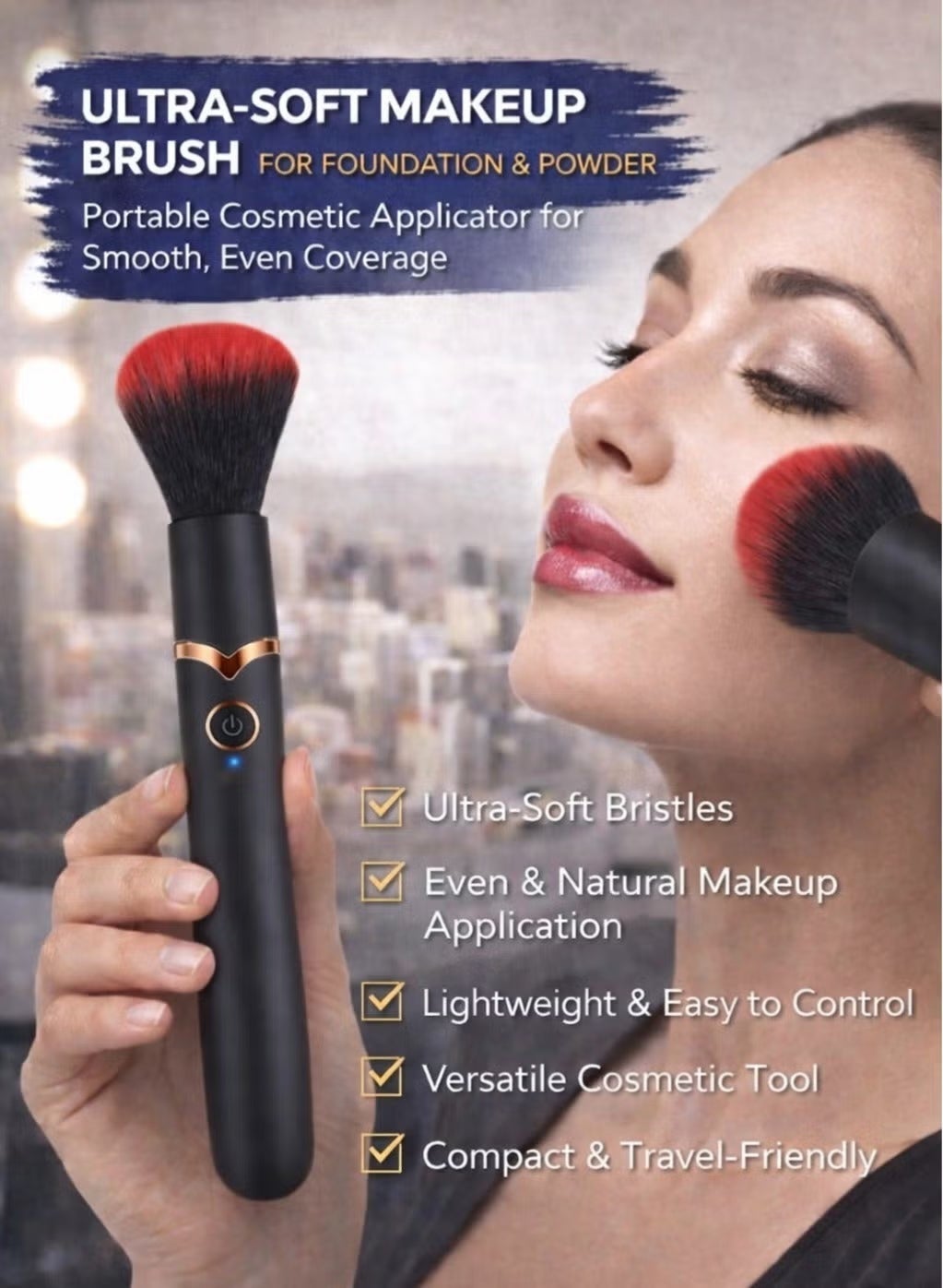 Ultra-Soft Makeup Brush for Foundation & Powder – Portable Cosmetic Applicator for Smooth, Even - Image 2