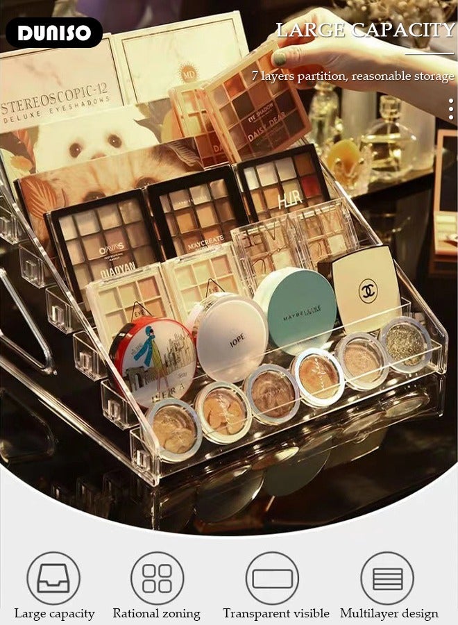 Makeup Organizer for Eyeshadow Palette and Lipstick Organizer, 7 Section Divided Makeup Palette - Image 2