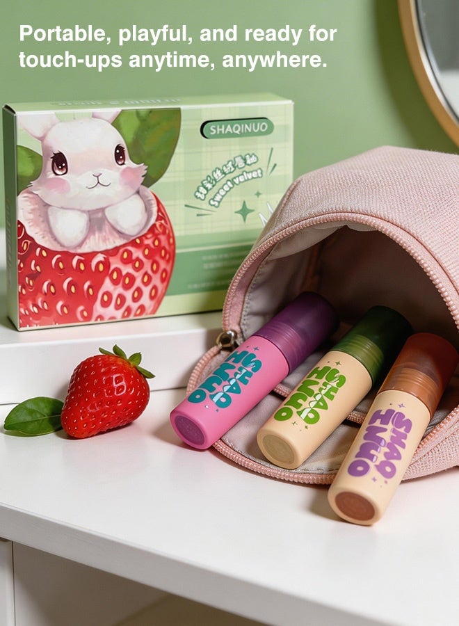 3pcs Sweet Velvet Matte Lip Gloss Gift Set, Long Lasting Moisturizing Non-Fading Lip Tint Kit for - Image 3