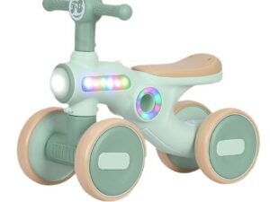 Kids Balance Bike Baby Walker Ride On Toy Silent and Durable with Large Anti-Slip Wheels, Music and