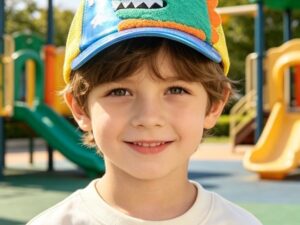 Kids Dinosaur Iridescent Baseball Cap 5-12 Years Old UV Protection Breathable Mesh Sun Hat Boys