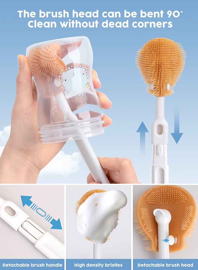 Baby Bottle Cleaning Kit with Silicone Brush, Nipple Brush, Straw Brush and Drying Rack - 6 in 1 - Image 3