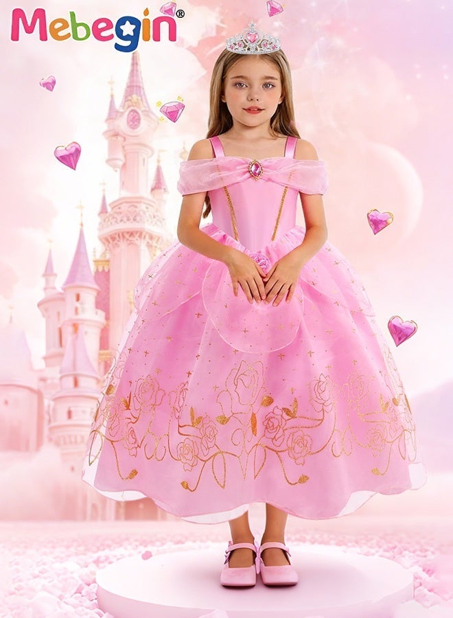 Deluxe Princess Costume Set with 8PCS Accessaries, Fancy Elegant Off Shoulder Frock, Fairy Dress - Image 2