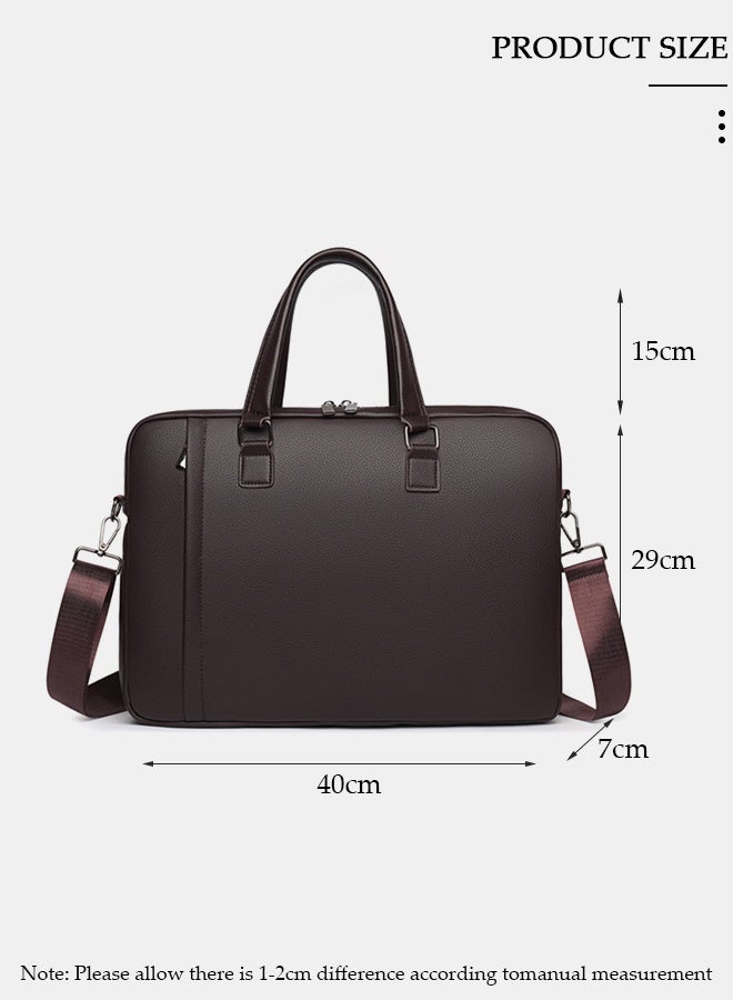 15.6 Inch Laptop Bag Lightweight PU Computer Bag Travel Business Briefcase Water Resistance - Image 2