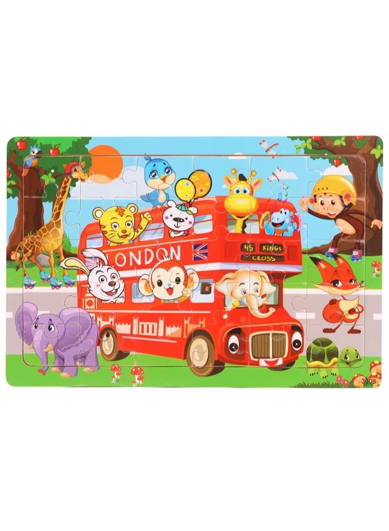 Twisoo 30-Piece Animal Wooden Jigsaw Puzzle – Early Educational Toy for Babies & Kids – Fun - Image 2