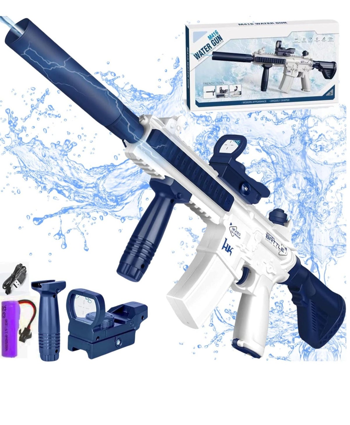 Electric Water Guns, M416 Kids Toy Gun, Automatic Powerful Water Shooting Toy up to 32FT, Kids Safe