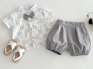 2 Piece Comortable Clothing Set for Toddler Boys, Adorable Shirt and Shorts Set, Stylish Summer