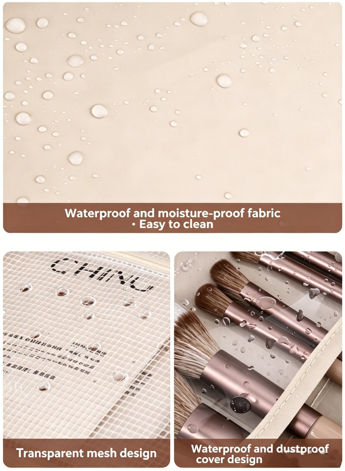 Travel Makeup Bag Gift for Women, Soft PU Leather Cosmetic Bags, Waterproof Toiletry Bag, Portable - Image 3