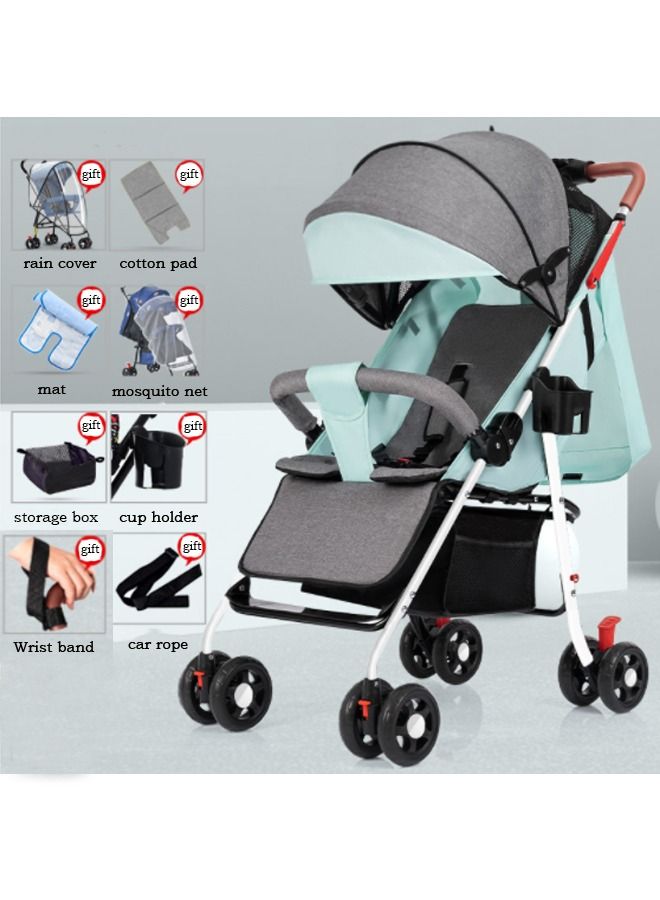 Lightweight Baby Stroller With One-click Folding, Two-way, Oversized Canopy, Removable Tray, and - Image 4
