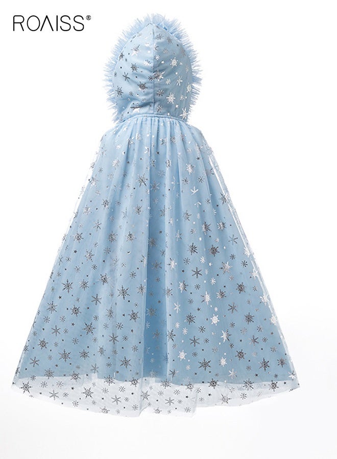 Girls Cape with Snowflake Patterns, Luxurious Hooded Cloak, Princess Dress up Costume for Girls, - Image 5