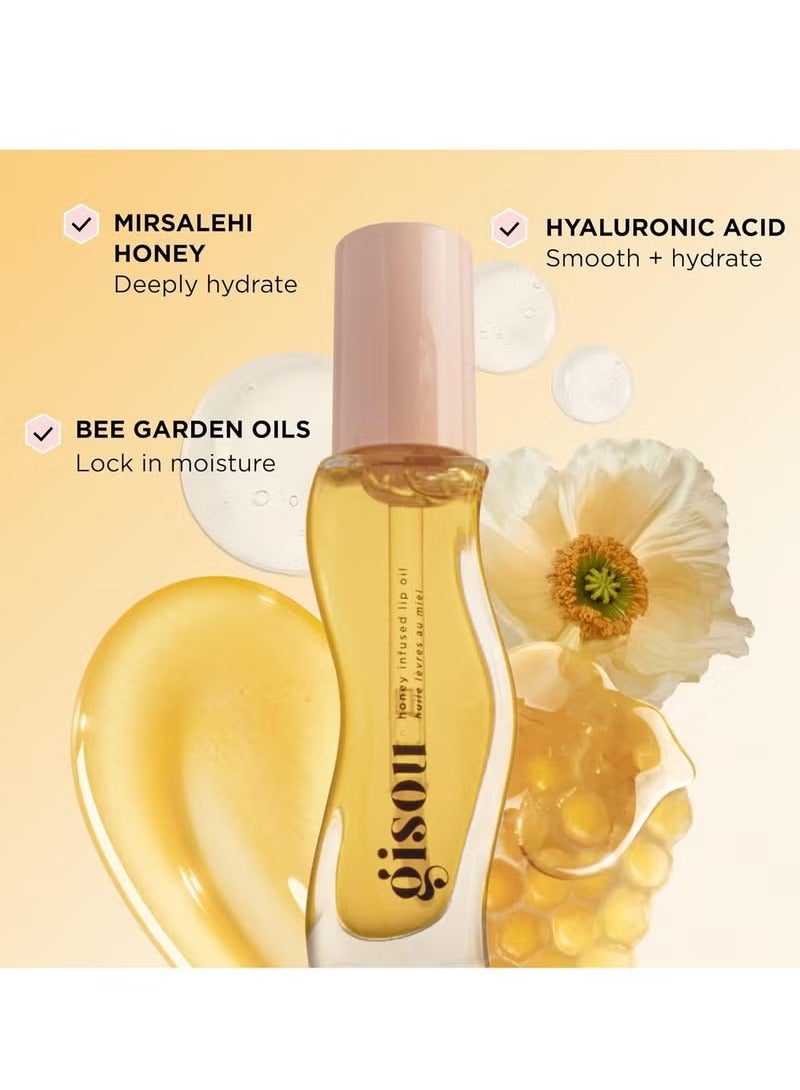Honey Infused Hydrating Lip Oil, Nourishing Moisturizer for Dry Lips, High Shine, Smooth Finish, - Image 3