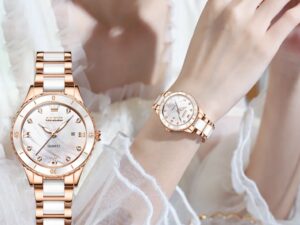 Ladies' Watch Slim Ceramic Strap Iridescent Mother-of-Pearl Dial High-Hardness Coated Mirror