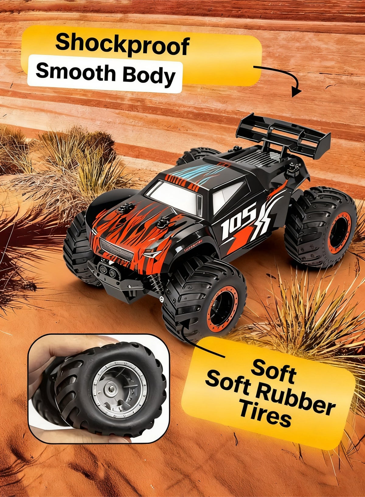 JJRC Q105 Remote Control Car, 1:18 Scale All Terrain RC Cars, 15Km/h with Colorful LedLight and one - Image 4
