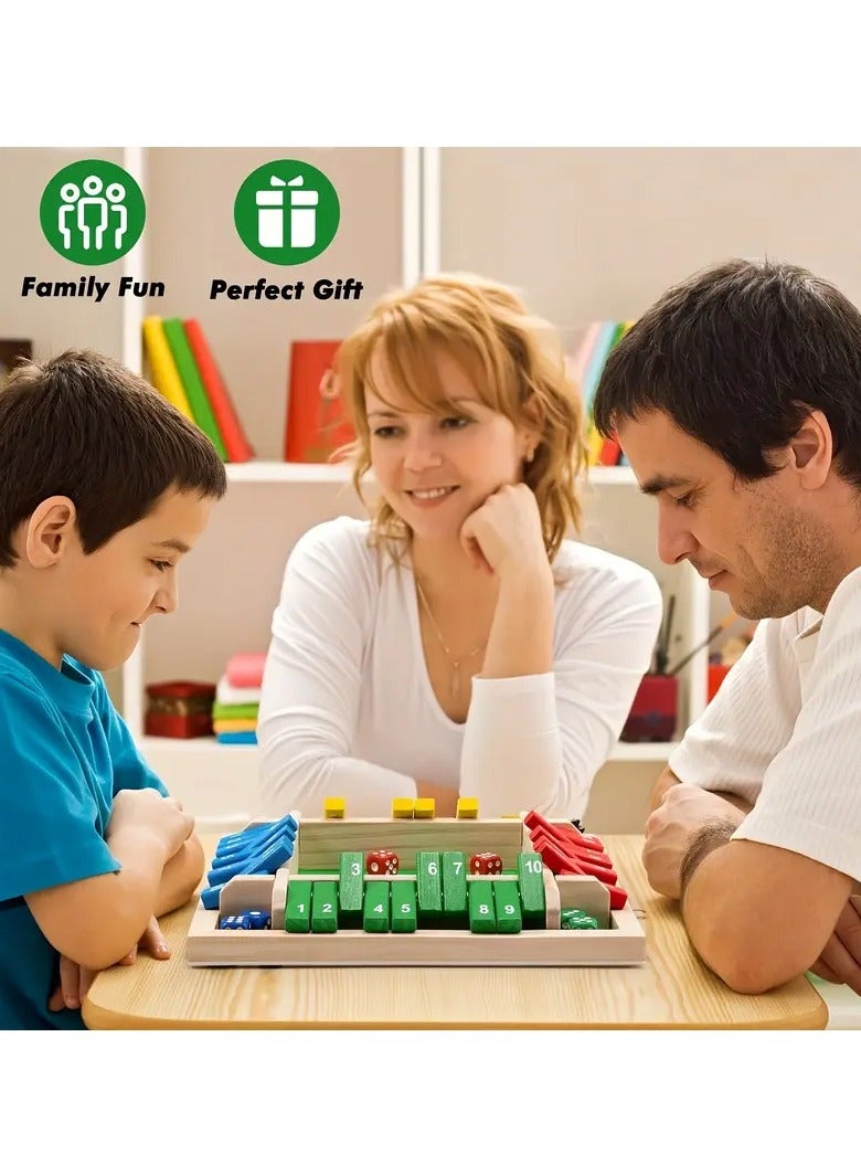 Classic Wooden Shut the Box Game (2-4 Players) – 4-Sided Board with 8 Dice & Number Tiles, Fun & - Image 4