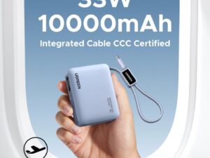 10000mAh 33W Mini Power Bank with Built-in USB-C Cable, PD3.0/QC3.0