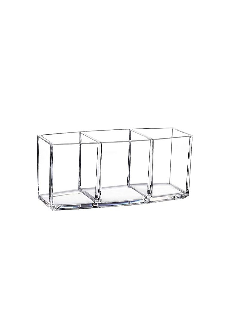 ORiTi 3 Slot Clear Acrylic Makeup Brush Holder Organizer,Eyeliners Display Holder Cosmetic Brushes - Image 2