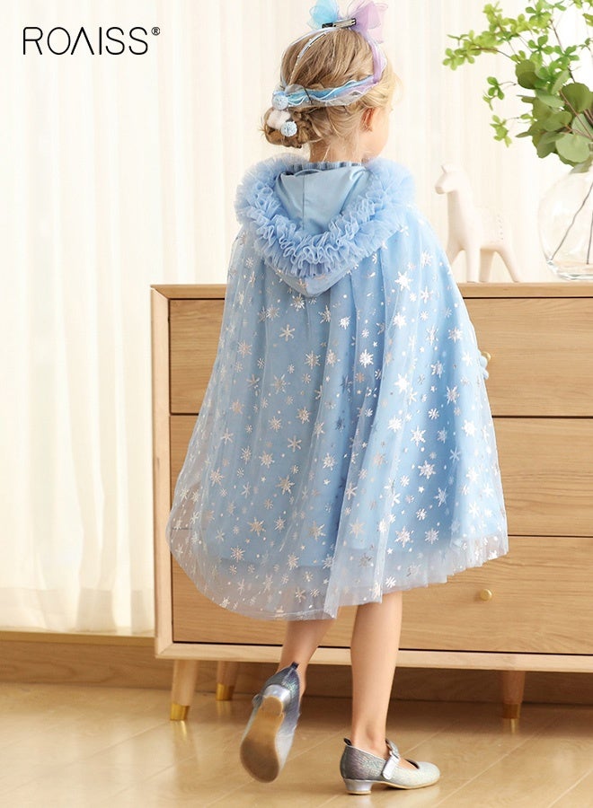 Girls Cape with Snowflake Patterns, Luxurious Hooded Cloak, Princess Dress up Costume for Girls, - Image 3