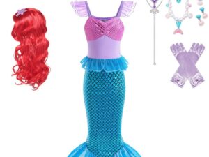 Little Girls Mermaid Costume, Princess Mermaid Ariel Costumes with Accessory, Mermaid Dress Costume
