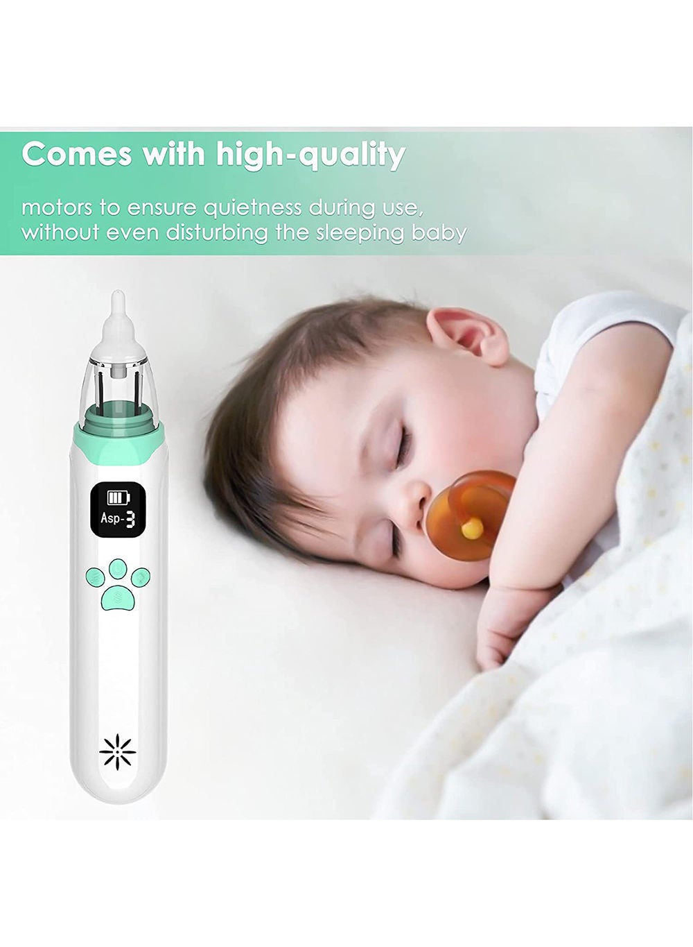 Electric Silent Baby Nasal Aspirator Automatic Nose Cleaner With Silicone Nose Tips Music Soothing - Image 5